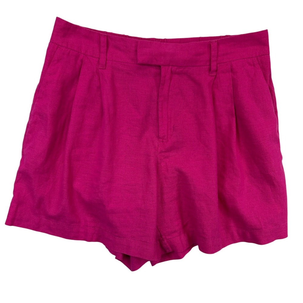 A New Day Shorts Womens 10‎ Pink Linen Blend Pleated High Rise Elastic Back